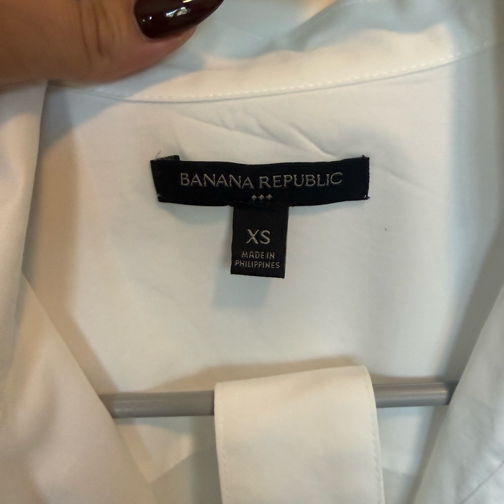 Banana Republic White Long Sleeve Maxi Shirt Dress XS